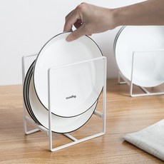 접시 정리대 주방 용품 거치대 그릇 꽂이 접시렉 다용도 접시정리 미니선반, 화이트