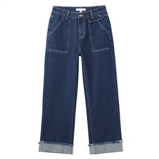 린플렉스 데님바지 청바지 지오다노 여성의류 오버롤 발 보호쿠션 주머니 여자 순면 코튼 여학생 9부바지