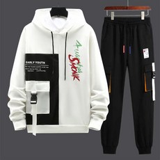 운동복 패션 세트 힙합 트렌드 풀오버 후드 + 캐주얼 하라주쿠 streetwear 팬츠