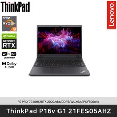 [레노버]ThinkPad P16v G1 AMD 21FES05AHZ R9-7940HS/DDR5 16GB/512GB/RTX 2000 Ada/FreeDos, Free DOS, 16GB, 512GB, 블랙