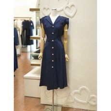 샤틴 텐셀 뒷 밴딩 롱 원피스