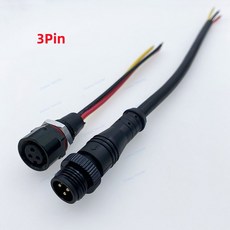 LED 스트립 와이어 커넥터용 금속 나사 M12 방수 2 3 4 5 6 8 핀 암 패널 및 수 플러그 IP68 전원 케이, 3Pin, 1개, 04 3Pin