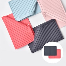 리틀클라우드 실리콘 접이식 드라잉 매트 2p, 다크그레이+코랄레드