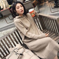 라쿤걸 편안한 후드 니트원피스 스웨터 KH111