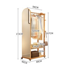윙커퀸 북유럽 원목 고급형 전신거울 수납 벽 전신 거울 행거 화장대 예쁜 대형 이동식, 26)행거수납형-80cm-브라운 - 오트밀하우스