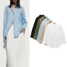 자라 ZARA 린넨 무지 셔츠 블라우스
