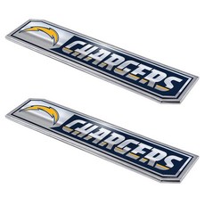 FANMATS NFL - 오클랜드 레이더스 헤비 듀티 알루미늄 트럭 엠블럼 세트 블랙 4.4 x 20.3cm 2피스, 로스앤젤레스 차저스