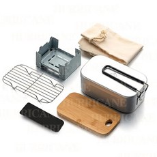 캠핑용 경량 도시락 라이너 작은 냄비 분리 요리 야외 음식 하이, 1.Set silver, 1개