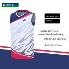 YONEX 남녀공용 스포츠 저지 스포츠 의류 배드민턴 의류 2022 민소매 재킷 110222, L, 01 진한 파란색