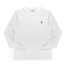 아미 [AMI 아미] 20FW A20HJ005 701 150 스몰 하트 로고 긴팔 티셔츠 오프화이트