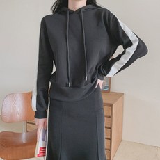 기모 배색후드 머메이드스커트 SET 올컴투유