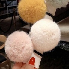 폼폼이머리끈 래빗헤어 헤어끈 헤어액세서리 폼폼이 폼폼이헤어끈 복슬복슬 방울머리끈 머리끈 피치핑크