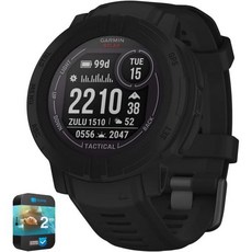 Garmin 010-02627-13 인스팅트 2 솔라 스마트워치 전술 에디션 블랙 번들과 프리미엄 2YR CPS 강화 보호 팩