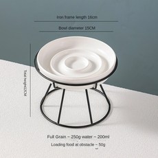 그릇 개 소형 목 방지 전복 확장 슬로우 스탠드 고양이 음식 세라믹 경추 질식 및 가능 보호, White cat rack bowl, 1개