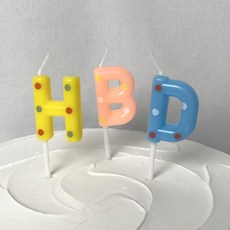 땡땡이 HBD 생일초 케이크초 생일파티, 1세트 1개