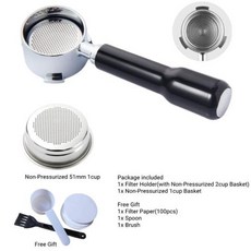 커피 보텀리스 포타필터 Delonghi EC680 EC685 가압 필터 바구니 에스프레소 머신 핸들 카페 액세서리 51mm, 21) For Delonghi EC685 - w 51m, 1개