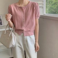 반팔크롭가디건
