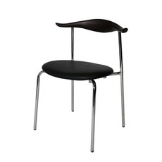 카우 스틸 PU 쿠션 카페 식탁 디자인의자, 블랙