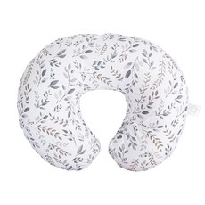 Boppy 오리지널 수유 베개 및 포지셔너 그레이 공룡 면 혼방 원단 올오버 패션 172043, Original Nursing Pillow, Gray Taupe Leaves, 1개