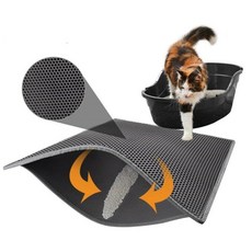 고양이집 고양이쿠션 고양이해먹 애완 동물 고양이 쓰레기 매트 EVA 더블 레이어 트래핑 쓰레기통 청소 패드 제품 액세서리, 4.Black L 55x70 Foldable, 1개