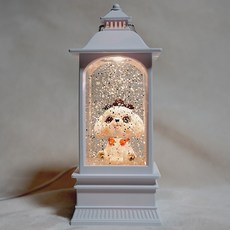 mcuru 파스텔 감성 뮤직박스 오르골 반짝이 볼 직사각 선물 수면등, 화이트