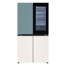 [색상선택형] LG전자 디오스 오브제컬렉션 노크온 4도어 냉장고 메탈 870L 방문설치, 클레이민트(상), 베이지(하),