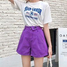 영인시스템 롤업데님반바지 빈티지 항아리 하이웨이스트 쇼츠 여름 핫팬츠 스트레이트 통 와이드 밴딩 배기