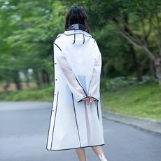 others 우의 롱 패턴 트 렌 디 투명 투 모자 챙 남녀 두께 방수 레 킹 전신 점프 슈트 우 피 싱글 - 블랙 헤 밍 XL