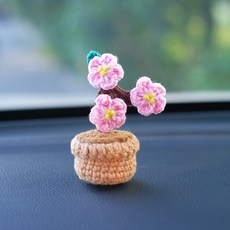 그로업 뜨개꽃화분 코바늘인형 뜨개질꽃다발 인형꽃 완제품, 핑크복숭아, 1개