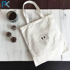 PKFARM 심플 스마일 캔버스 에코백 캐주얼가방 패션 심플 학생 외출 학원 가방