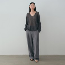 모이아 leaf long knit blue stone