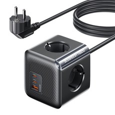 Toocki GaN PPS 3포트 2C1A 초고속 충전 4구 4000W 고용량 큐브 멀티탭, 1개, 블랙, 1.5m 1개, 블랙, 1.5m
