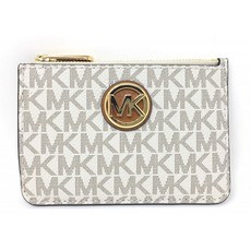 MichaelKors Michael Kors Fulton 작은 탑 우편 번호 열쇠 고리가있는 코인 주머니 (바닐라 PVC)