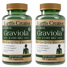 Earth's Creation Graviola 2100 mg 얼스 크리에이션 그라비올라 영양제 120정 2팩