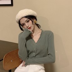 해외 2020 겨울 브이넥 목 가디건 탑 ins -32251