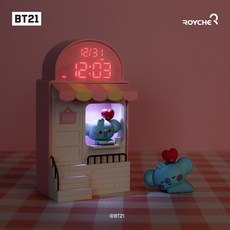 BT21 시계 로이체 라인프렌즈 리틀버디 카페 모형 시계 무드등 LED시계 알람 날짜 카페시계, 슈키