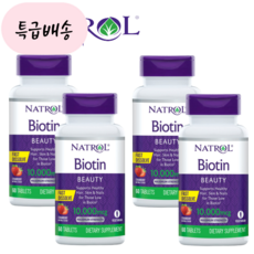[프리미엄BD] 정품판매_(4통) 나트롤 비오틴 뷰티 10000mcg 60정 Natrol Biotin 바이오틴, 60개, 4개
