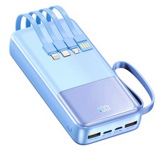 아우스힐 LCD잔량표시 QC 3.0 PD 22.5W 초고속충전 4개 케이블 멀티단자 대용량 보조배터리 30000mAh, 블루-20000mAh