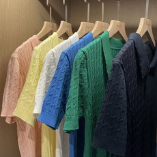 반팔꽈배기니트