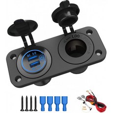 듀얼 급속충전 3.0 카 충전기 소켓(터치 스위치 Cigarette Light Outlet 분할기 포함) 12V USB 충전기