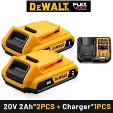 Dewalt 충전식 리튬 배터리 20V 충전기 Dewalt DCB206 DCB205 DCB200 전동 공구 배터리 6.0Ah, 21 2AH X2 charger X1