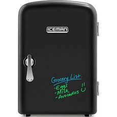 Chefman 우유 투입구 마개 현관문 셰프맨 아이스맨 미니 휴대용 지우개 보드 개인용 냉장고 냉장 가열 4L 용량 12온스 캔 6개 100 프레온 프리 가정용 콘센트 12V, Mini Fridge w/Dry Erase_Black