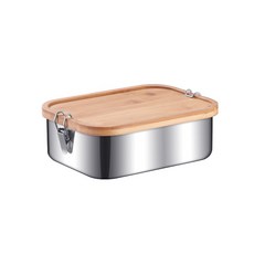 도시락 직사각형 야외 도시락 나무 뚜껑 도시락, 싱글 (16cm) 800ml