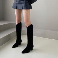 모노바비 시퍼트 스웨이드 미들힐 베이직 캐주얼 웨스턴 롱부츠