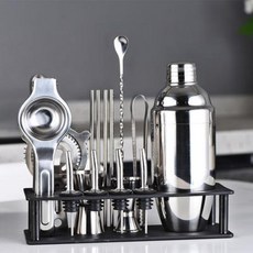 홈텐딩 키트 304 스텐조주세트 쉐이크컵 바 칵테일 조리기 쉐이크포트 홀더하기, 01 400ml 유리쉐이크포트+흰색 선반