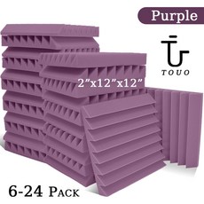 TOUO 벽용 소음 차단 벽 패드 스튜디오 어쿠스틱 폼 패널 사운드 장비 가정용 음악 6 24, Medium Density, 6 Pcs With Tapes, Purple