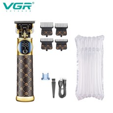 VGR 바리깡 이발기 트리머 클리퍼 전기면도기 이발 헤어트리머 헤어 헤어클리퍼 남성도구 헤어집게 프로바리깡 바버 면도기 프로페셔널 전기 T9 커팅 머신 미니 헤어컷 남성용 942, gold without box