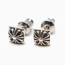 S925 Silver C스타일 엔틱 사각 미니 은귀걸이 P0650