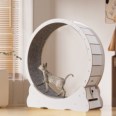 큰귀멍멍 무소음 캣휠 캣타워 고양이 장난감 실내 놀이 운동기구, M, 1개, 흰색