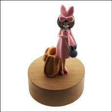 핸드메이드 고급 원형 회전 오르골 뮤직박스 대형(토끼 리본 소녀 핑크)-로미오 앤 줄리엣
